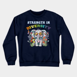 Elephant & Butterflies Autism Retro Design Puzzle & Infinity Symbol Crewneck Sweatshirt